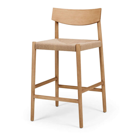 Ingrid natural oak bar stool with woven cord seat
