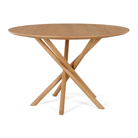 Harper round oak dining table with sculptural base