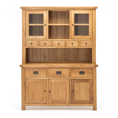 Salisbury oak buffet and hutch, angled view