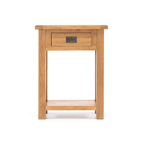 Salisbury oak end table, angled view
