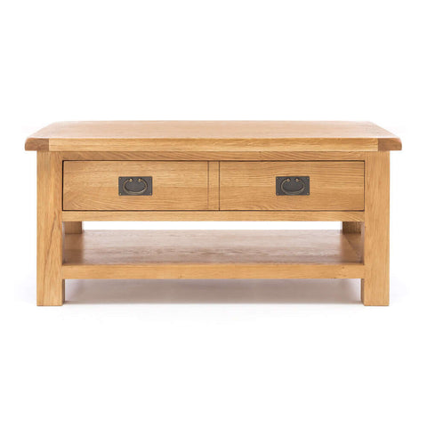 Salisbury large oak coffee table, angled view