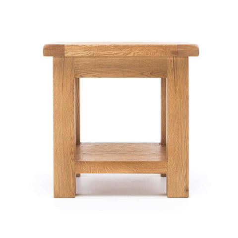 Salisbury oak lamp table, angled view