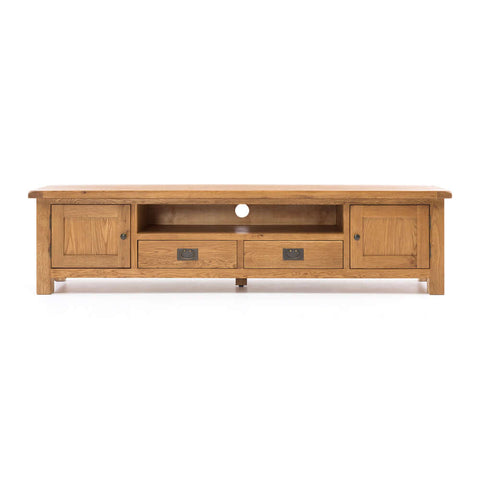 Salisbury large oak entertainment unit, angled view
