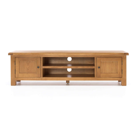 Salisbury medium oak entertainment unit, angled view