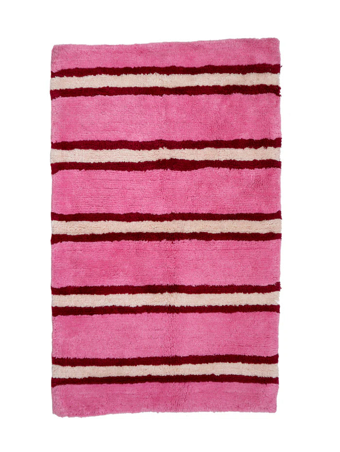 Bath Mat - Raspberry Stripe
