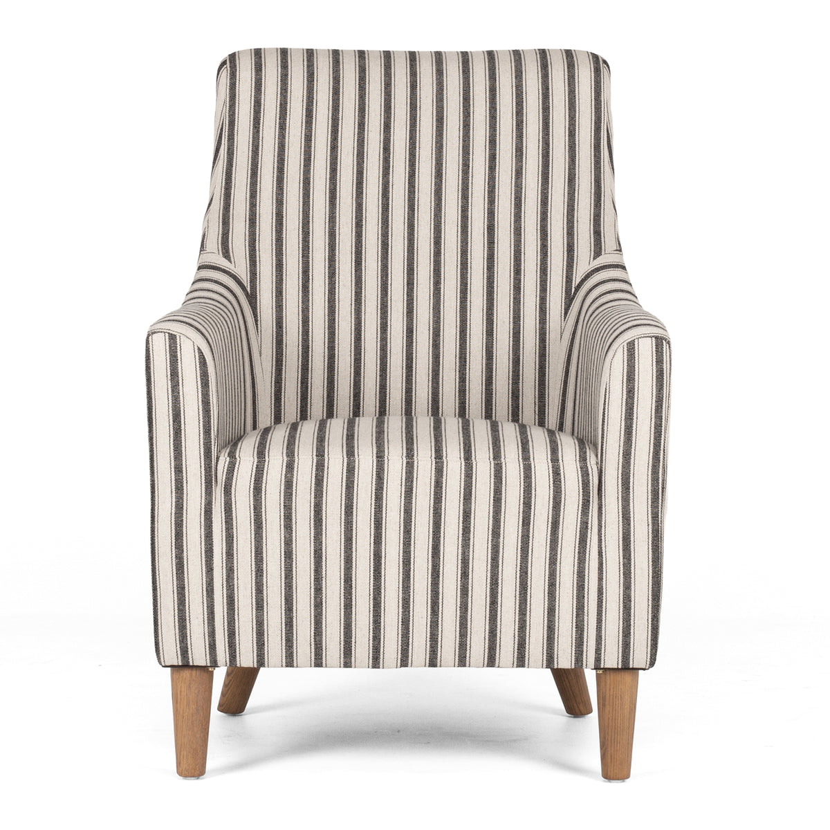 Tyler Stripe armchair with linen upholstery, front view