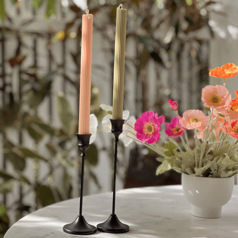 CandlesCo Australia Ribbed Taper Candle - Almond / Unscented candle, product view