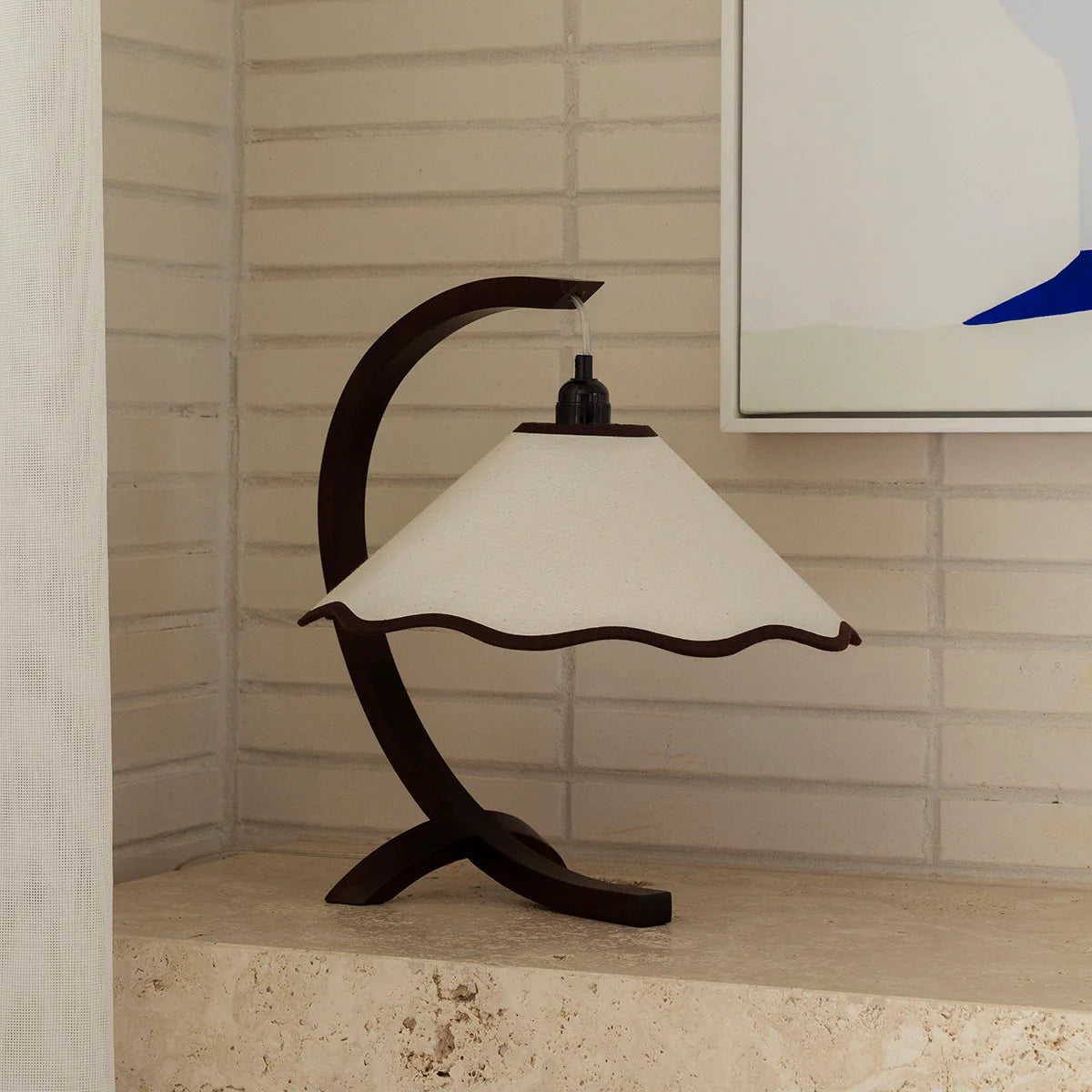 Kira Table Lamp - Walnut & Cream-FurniturebyDesign.